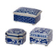 Porcelain Decorative Storage Boxes Set of 3 | Blue White Chinoiserie Art