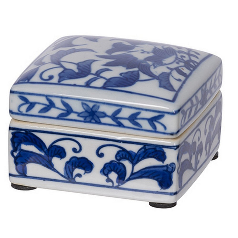 Porcelain Decorative Storage Boxes Set of 3 | Blue White Chinoiserie Art