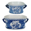 Porcelain Decorative Planter Pots Set of 2 | White Blue | 20, 14"