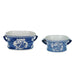 Porcelain Decorative Planter Pots Set of 2 | White Blue | 20, 14"