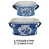 Porcelain Decorative Planter Pots Set of 2 | White Blue | 20, 14"