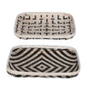 Mona Organic Wash Trays Set of 2 | White Black Bamboo Woven Patterns