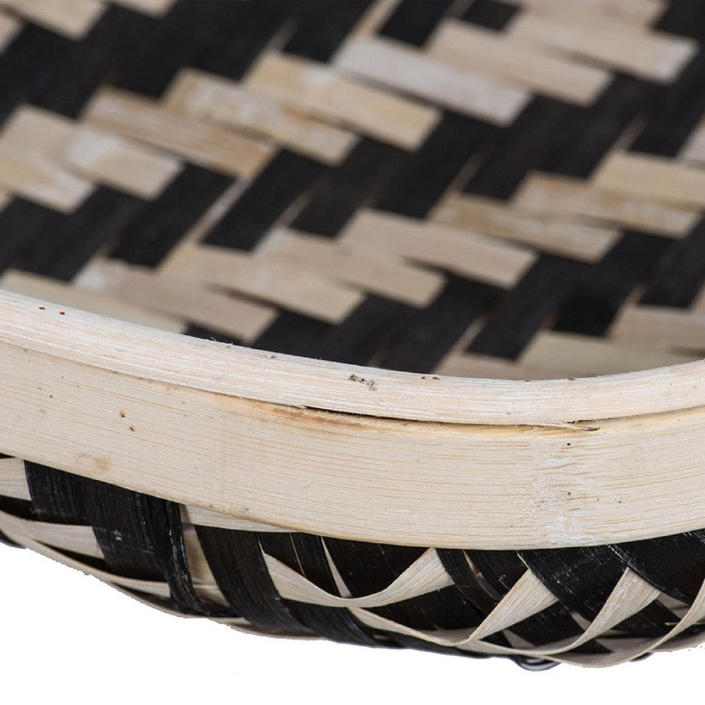 Mona Organic Wash Trays Set of 2 | White Black Bamboo Woven Patterns