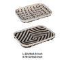 Mona Organic Wash Trays Set of 2 | White Black Bamboo Woven Patterns