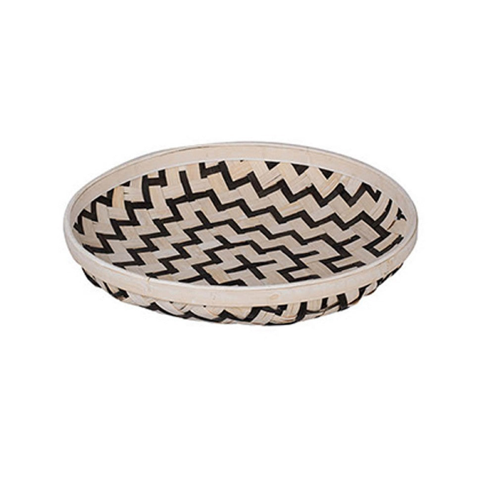 Mona Organic Wash Trays Set of 3 | White Black Bamboo Woven Patterns