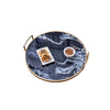 Set of 2 Decorative Trays w Handles | Black White Faux Marble Print | Gold