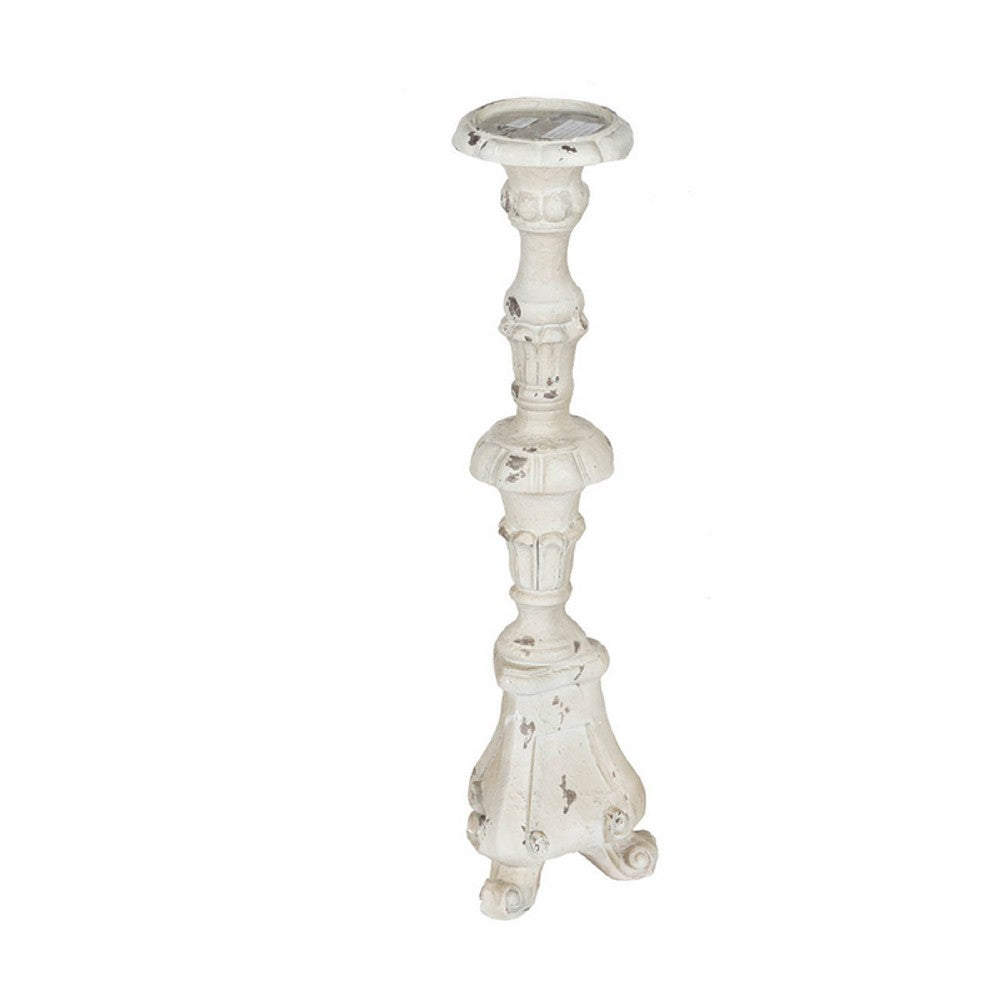 Jewa Vintage Pillar Candle Holder | 25" Distressed White Magnesia