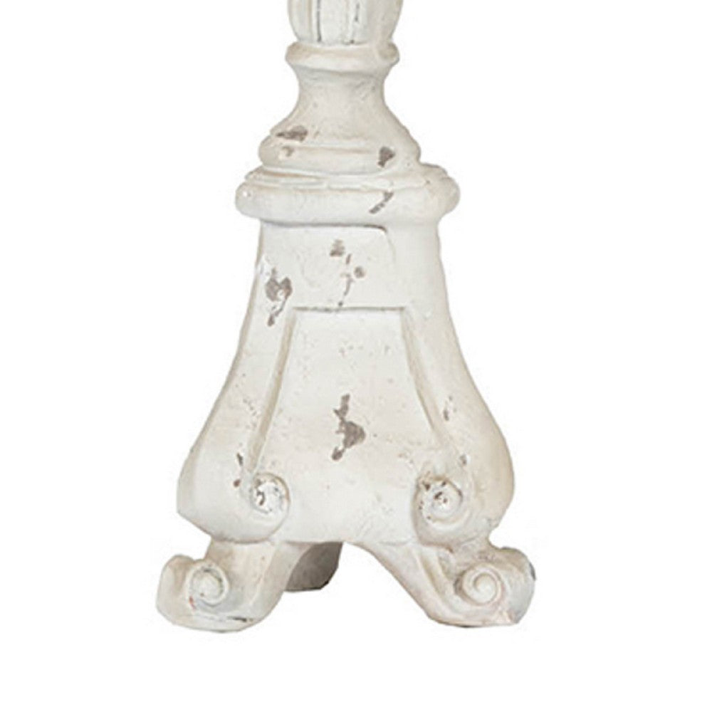 Jewa Vintage Pillar Candle Holder | 25" Distressed White Magnesia