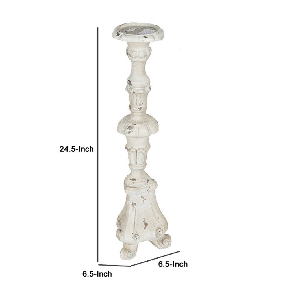 Jewa Vintage Pillar Candle Holder | 25" Distressed White Magnesia
