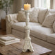 Jewa Vintage Pillar Candle Holder | 25" Distressed White Magnesia