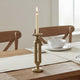 Candle Holder | Antique Gold Tabletop Accent | 14" Keyhole Stem