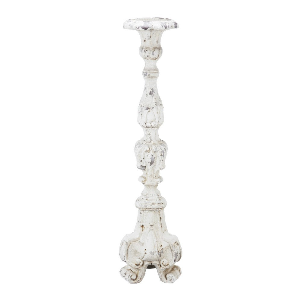 Jewa Vintage Pillar Candle Holder | 28" Speckled White Magnesia