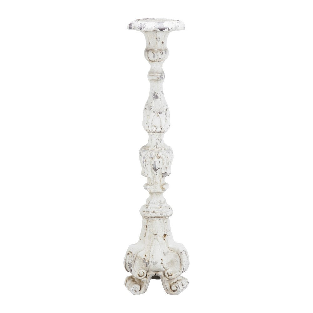 Jewa Vintage Pillar Candle Holder | 28" Speckled White Magnesia