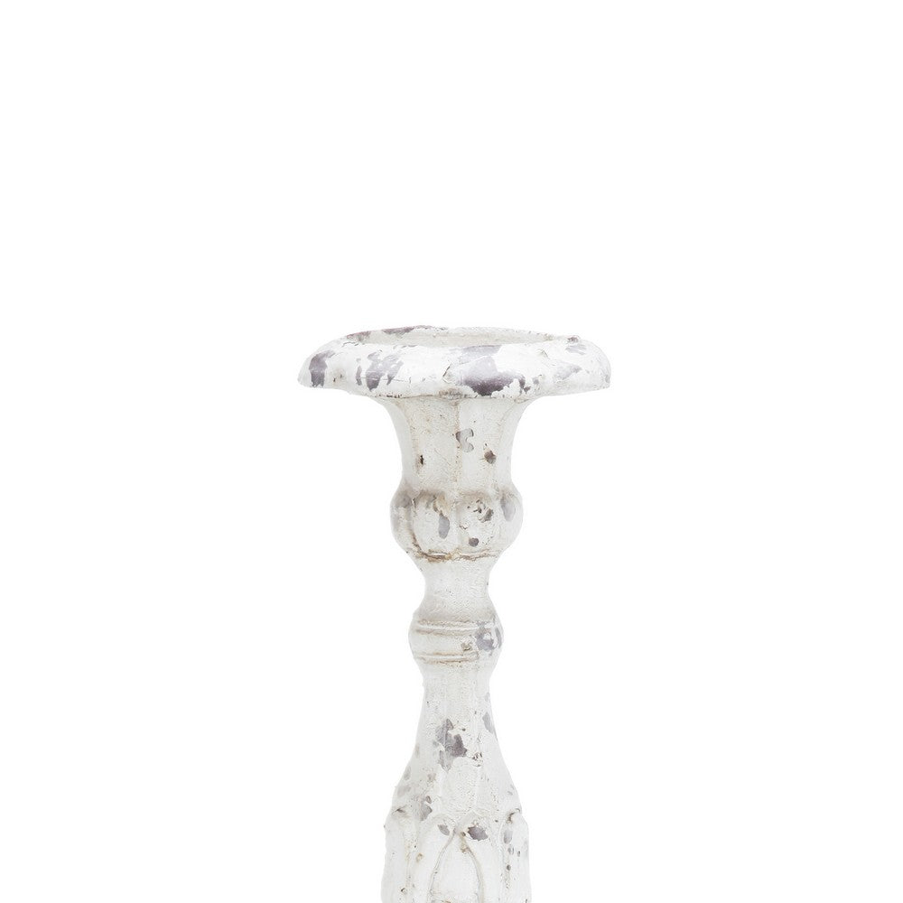 Jewa Vintage Pillar Candle Holder | 28" Speckled White Magnesia