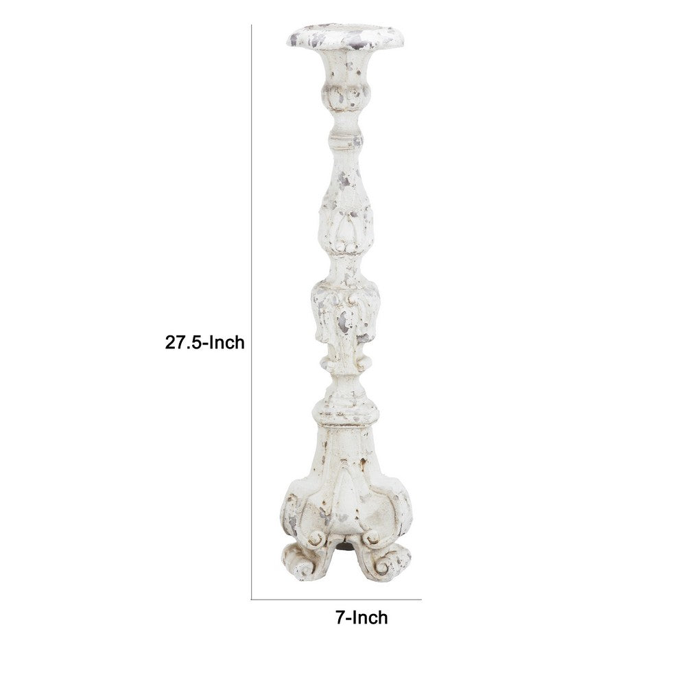 Jewa Vintage Pillar Candle Holder | 28" Speckled White Magnesia