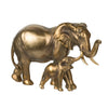 Mother & Baby Elephant Decorative Statue | 12" Gold Bronze Polyresin