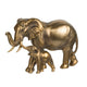 Mother & Baby Elephant Decorative Statue | 12" Gold Bronze Polyresin