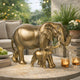 Mother & Baby Elephant Decorative Statue | 12" Gold Bronze Polyresin