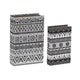 Decorative Book Storage Box Set of 2 | White Black Geometric Pattern