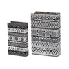 Decorative Book Storage Box Set of 2 | White Black Geometric Pattern