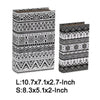 Decorative Book Storage Box Set of 2 | White Black Geometric Pattern