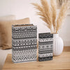 Decorative Book Storage Box Set of 2 | White Black Geometric Pattern