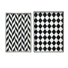 Set of 2 Serving Trays | Black & White Checkered & Chevron Pattern