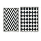 Set of 2 Serving Trays | Black & White Checkered & Chevron Pattern