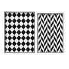 Set of 2 Serving Trays | Black & White Checkered & Chevron Pattern