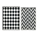 Set of 2 Serving Trays | Black & White Checkered & Chevron Pattern