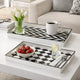 Set of 2 Serving Trays | Black & White Checkered & Chevron Pattern