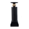 Lemo Candle Holder | Gold Sphere Accent | 15" Black Iron Column Pillar