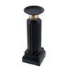Lemo Candle Holder | Gold Sphere Accent | 15" Black Iron Column Pillar