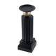 Lemo Candle Holder | Gold Sphere Accent | 15" Black Iron Column Pillar