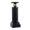 Lemo Candle Holder | Gold Sphere Accent | 15" Black Iron Column Pillar