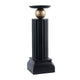 Lemo Candle Holder | Gold Sphere Accent | 15" Black Iron Column Pillar