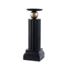 Lemo Candle Holder | Gold Sphere Accent | 18" Black Iron Column Pillar