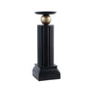 Lemo Candle Holder | Gold Sphere Accent | 18" Black Iron Column Pillar
