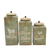 Storage Canister Jars with Wood Lids Set of 3 | Farmhouse Galvanized Iron