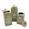 Storage Canister Jars with Wood Lids Set of 3 | Farmhouse Galvanized Iron