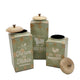 Storage Canister Jars with Wood Lids Set of 3 | Farmhouse Galvanized Iron