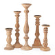Hez 5pc Turned Candle Holder Set | Table top Accent | Rustic Brown Wood