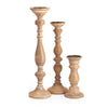 Hez 5pc Turned Candle Holder Set | Table top Accent | Rustic Brown Wood