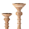 Hez 5pc Turned Candle Holder Set | Table top Accent | Rustic Brown Wood