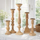 Hez 5pc Turned Candle Holder Set | Table top Accent | Rustic Brown Wood