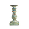 Hez 5pc Layered Candle Holder Set | Distressed Cream & Brown Wood