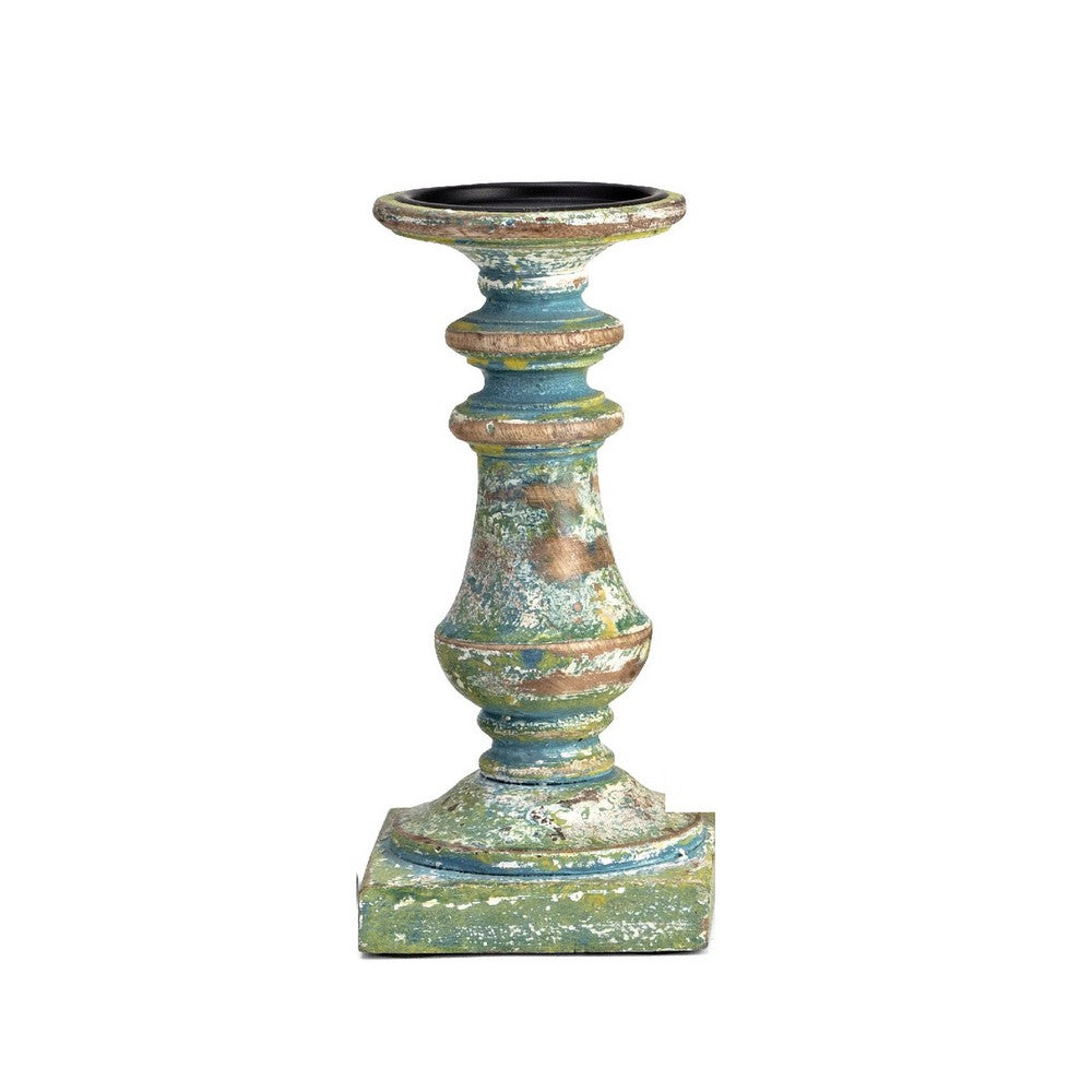Hez 5pc Layered Candle Holder Set | Distressed Cream & Brown Wood