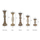 Hez 5pc Turned Candle Holder Set | Dark Rustic White & Beige Mango Wood