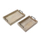 Rustic Accessory Tray Set of 2 | Black Iron Handles | Natural Beige