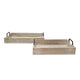Rustic Accessory Tray Set of 2 | Black Iron Handles | Natural Beige